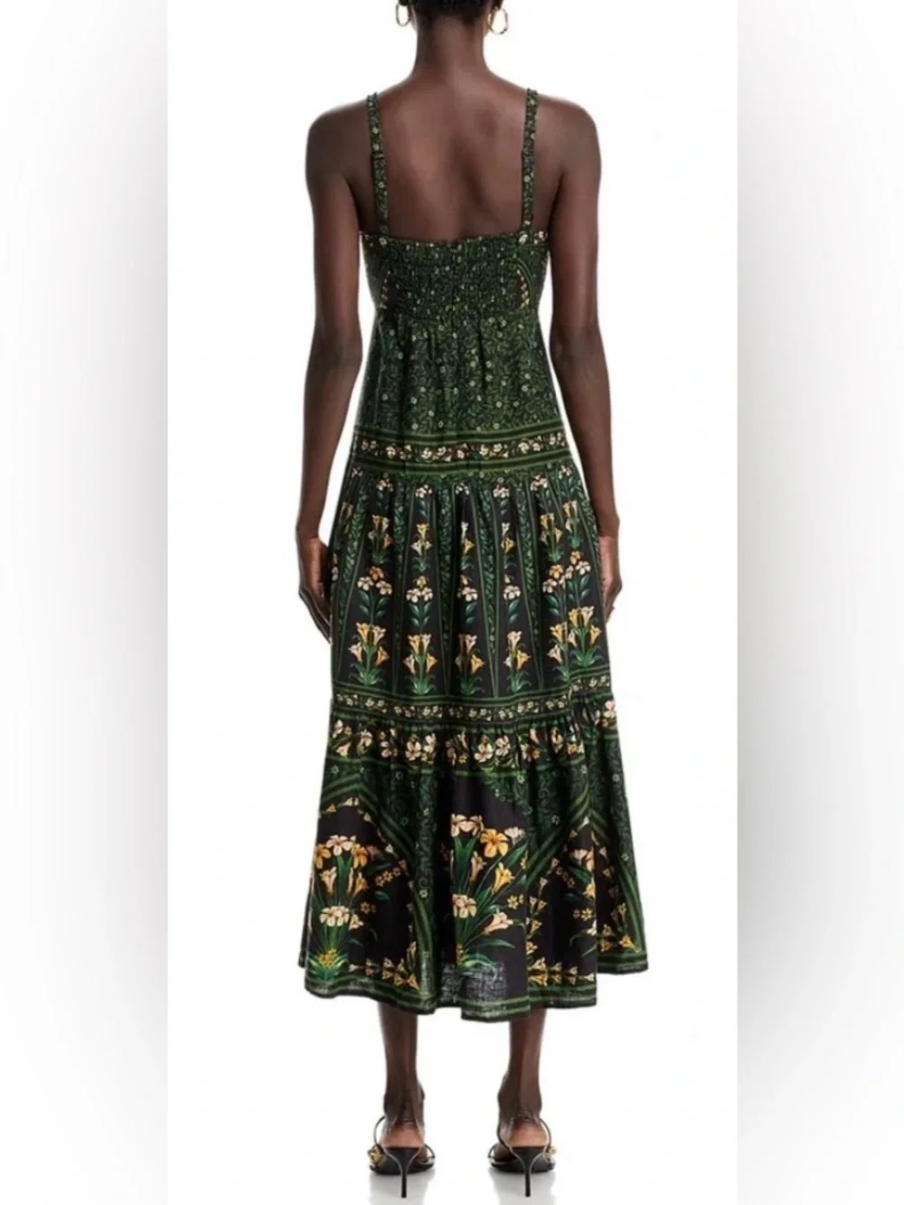 NWT FARM Rio Flowers Arch Black, Green, and Yellow Maxi Dress with Beaded Straps - Picture 2 of 3